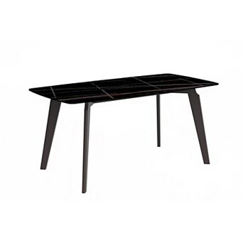 Leisurmod Krevor Dining Table With Sintered Stone Tabletop And Steel Legs