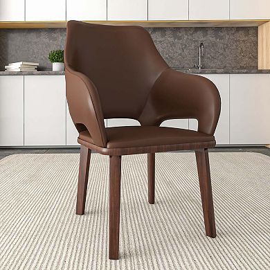 Vivara Collection Dining Chair Upholstered in Leather with Rubberwood Base