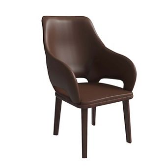 Vivara Collection Dining Chair Upholstered in Leather with Rubberwood Base