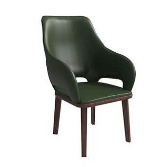Vivara Collection Dining Chair Upholstered in Leather with Rubberwood Base