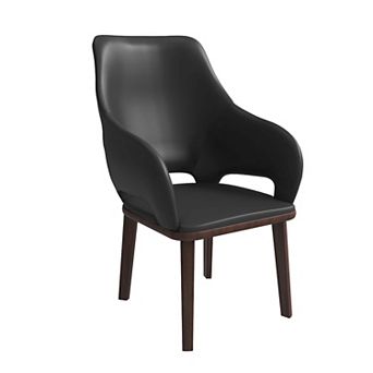 Vivara Collection Dining Chair Upholstered in Leather with Rubberwood Base