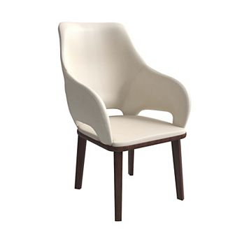 Vivara Collection Dining Chair Upholstered in Leather with Rubberwood Base