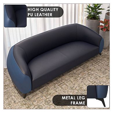 Leisuremod 3 Seater Sofa Upholstered Leather With Metal Legs Opula Series