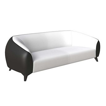 Leisuremod 3 Seater Sofa Upholstered Leather With Metal Legs Opula Series