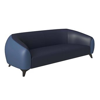 Leisuremod 3 Seater Sofa Upholstered Leather With Metal Legs Opula Series