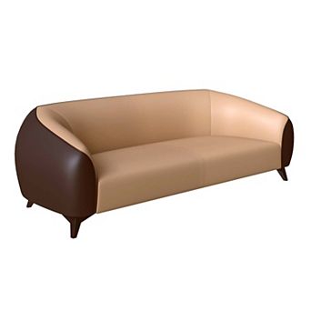 Leisuremod 3 Seater Sofa Upholstered Leather With Metal Legs Opula Series