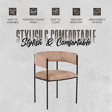 Dining Chair in Velvet with Open-Back and Powder Coated Iron Legs