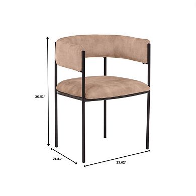 Dining Chair in Velvet with Open-Back and Powder Coated Iron Legs