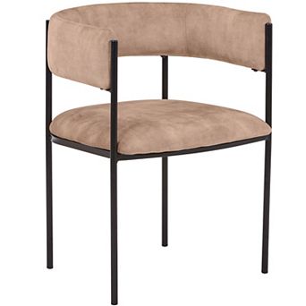 Dining Chair in Velvet with Open-Back and Powder Coated Iron Legs