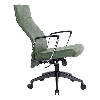 Leisuremod Hilton Leather Office Chair In Green
