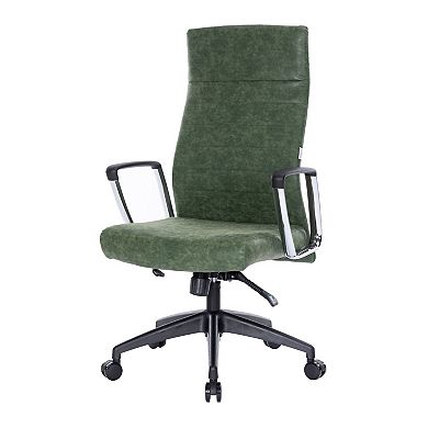 Leisuremod Hilton Leather Office Chair In Green