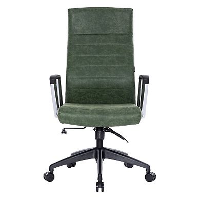 Leisuremod Hilton Leather Office Chair In Green