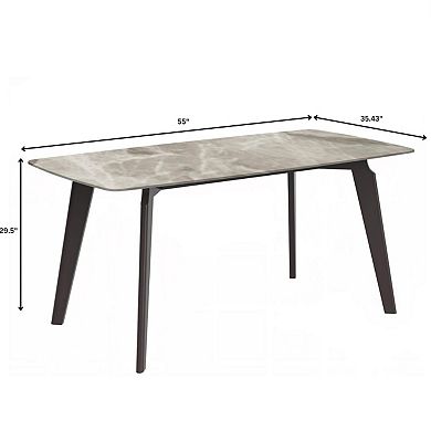 Leisurmod Krevor Dining Table With Sintered Stone Tabletop And Steel Base