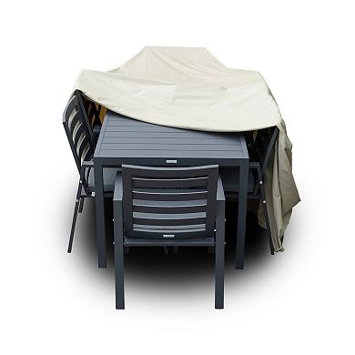 Leisuremod Modern Chelsea Rectangular Outdoor Rain Cover For 63" Patio Dining Table And Chairs Set
