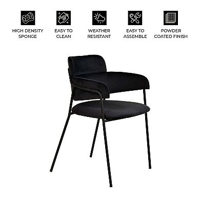LeisureMod Axis Upholstered Dining Chair with Powder-Coated Stainless Steel Legs