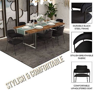 LeisureMod Axis Upholstered Dining Chair with Powder-Coated Stainless Steel Legs