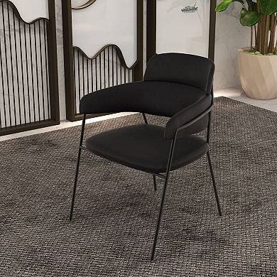 LeisureMod Axis Upholstered Dining Chair with Powder-Coated Stainless Steel Legs