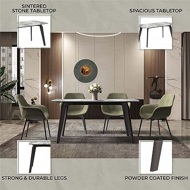 Leisurmod Krevor Dining Table With Sintered Stone Tabletop And Steel