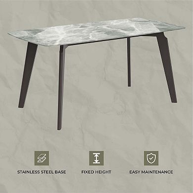 Leisurmod Krevor Dining Table With Sintered Stone Tabletop And Steel