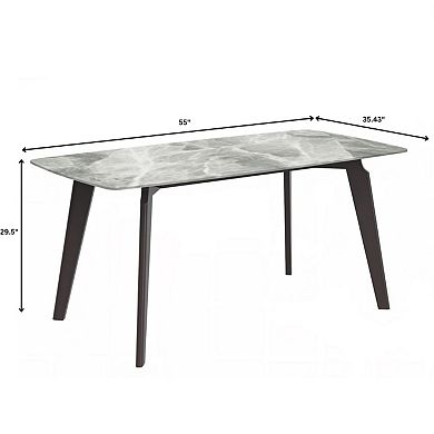Leisurmod Krevor Dining Table With Sintered Stone Tabletop And Steel
