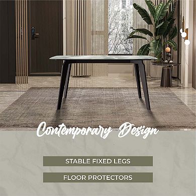 Leisurmod Krevor Dining Table With Sintered Stone Tabletop And Steel