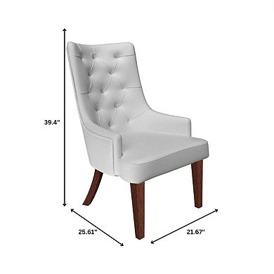 Dining Chair in Leather/Velvet Diamond-Tufted Design Side Chair in Rubberwood