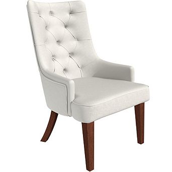 Dining Chair in Leather/Velvet Diamond-Tufted Design Side Chair in Rubberwood