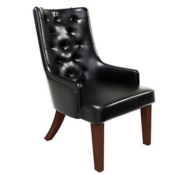 Dining Chair in Leather/Velvet Diamond-Tufted Design Side Chair in Rubberwood