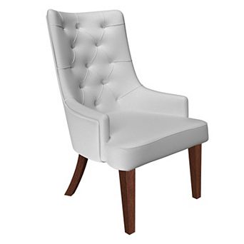 Dining Chair in Leather/Velvet Diamond-Tufted Design Side Chair in Rubberwood