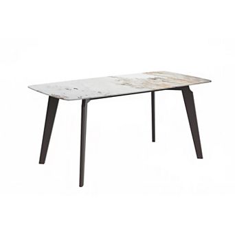 Leisurmod Krevor Dining Table With Sintered Stone Tabletop And Steel Base