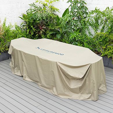 Leisuremod Modern Chelsea Rectangular Outdoor Rain Cover For 87" Patio Dining Table And Chairs Set