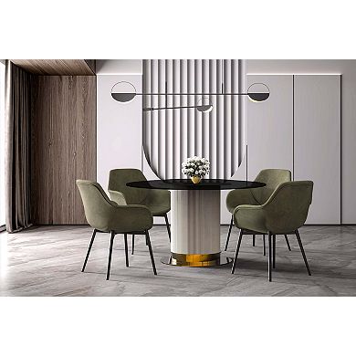Leisuremod Dining Table Round Glass Top And Steel Base Jexis Collection