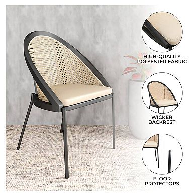 Dining Chair with Vinyl Fabric Seat and Wicker Backrest Urbane Series Set of 2