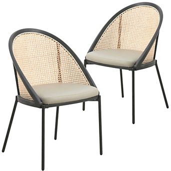 Dining Chair with Vinyl Fabric Seat and Wicker Backrest Urbane Series Set of 2