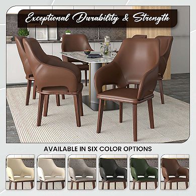 Vivara Leather Dining Chair with Rubberwood Base and Legs Set of 4