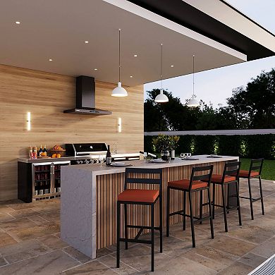 Patio Bar Stool in Powder-Coated Aluminum Frame with Removable Cushion Set of 4