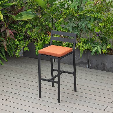 Patio Bar Stool in Powder-Coated Aluminum Frame with Removable Cushion Set of 4