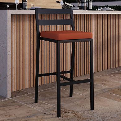 Patio Bar Stool in Powder-Coated Aluminum Frame with Removable Cushion Set of 4