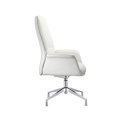 Leisuremod Summit Office Chair In Faux Leather And Aluminum Frame With Adjustable Height And Swivel