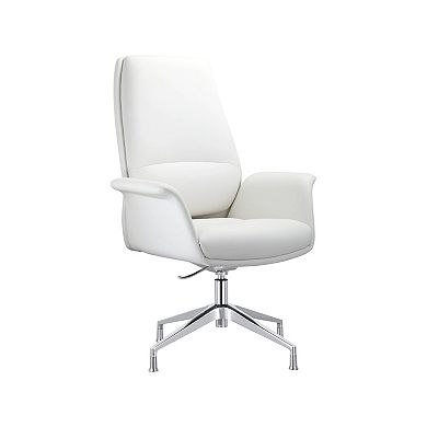 Leisuremod Summit Office Chair In Faux Leather And Aluminum Frame With Adjustable Height And Swivel