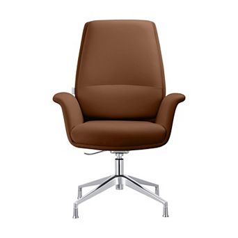 Leisuremod Summit Office Chair In Faux Leather And Aluminum Frame With Adjustable Height And Swivel