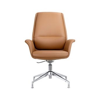 Leisuremod Summit Office Chair In Faux Leather And Aluminum Frame With Adjustable Height And Swivel