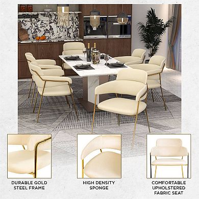Upholstered Dining Chair with Gold Stainless Steel Legs Axis Collection Set of 4