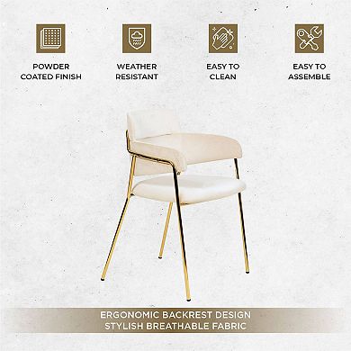 Upholstered Dining Chair with Gold Stainless Steel Legs Axis Collection Set of 4