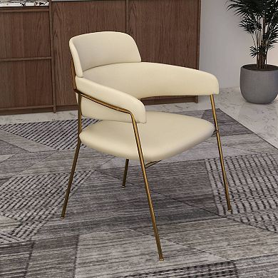 Upholstered Dining Chair with Gold Stainless Steel Legs Axis Collection Set of 4