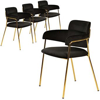 Upholstered Dining Chair with Gold Stainless Steel Legs Axis Collection Set of 4