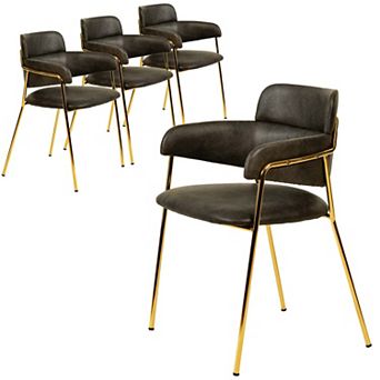 Upholstered Dining Chair with Gold Stainless Steel Legs Axis Collection Set of 4