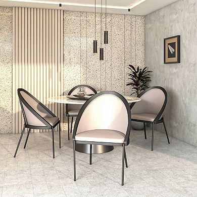 Urbane Dining Chair in Vinyl Fabric with Curved Back and Stainless Steel Legs Set of 2