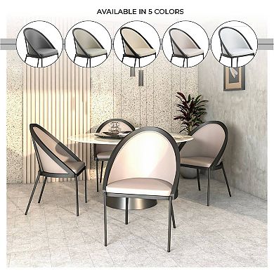 Urbane Dining Chair in Vinyl Fabric with Curved Back and Stainless Steel Legs Set of 2