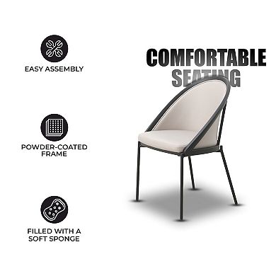 Urbane Dining Chair in Vinyl Fabric with Curved Back and Stainless Steel Legs Set of 2